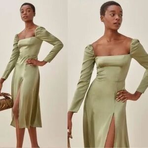 Reformation Maryanne Silk Long Sleeve Dress